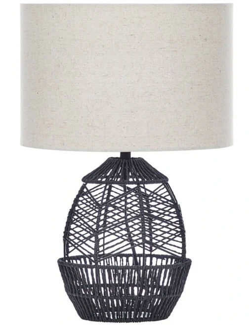 Cayman Paper Rope Weave Table Lamp 45cm In Black -Home Décor Sales