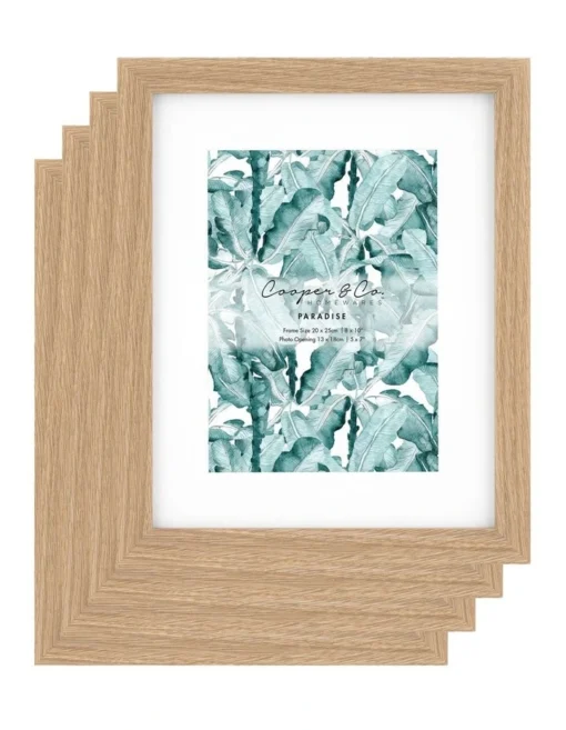 Set Of 4 20x25cm Matt To 13x18cm Oak Premium Paradise Wooden Photo Frame -Home Décor Sales