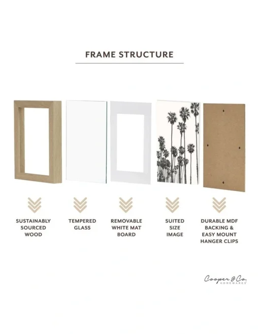 Set Of 4 20x25cm Matt To 13x18cm Oak Premium Paradise Wooden Photo Frame -Home Décor Sales