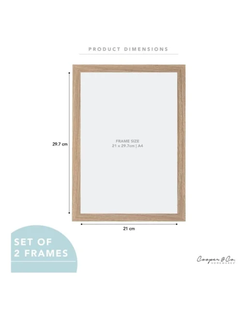 21x29.7cm Photo Frames Set Of 2 In Oak -Home Décor Sales