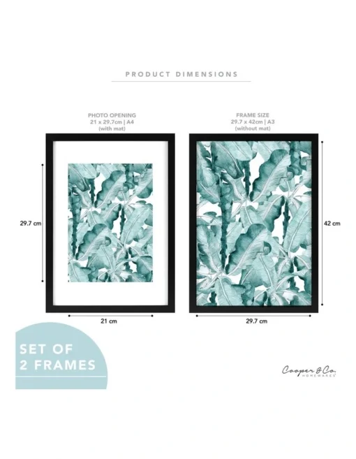 Premium Paradise Photo Frames 29.7cmx42 Matt To 21x29.7cm Set Of 2 In Black -Home Décor Sales