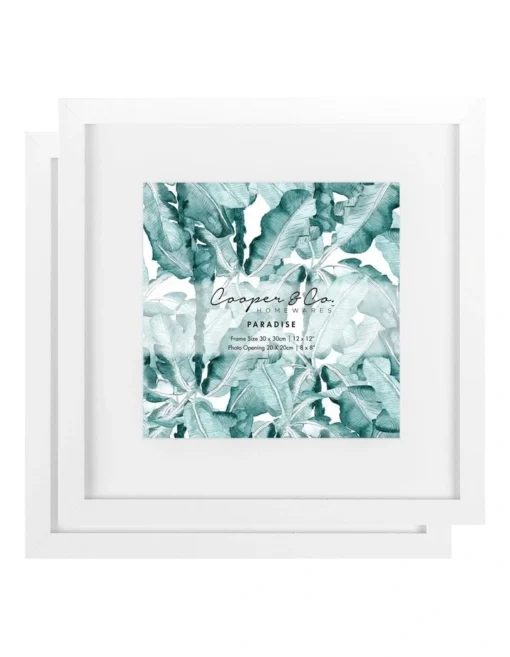 Premium Paradise Photo Frames 30x30cm Matt To 20x20cm Set Of 2 In White -Home Décor Sales