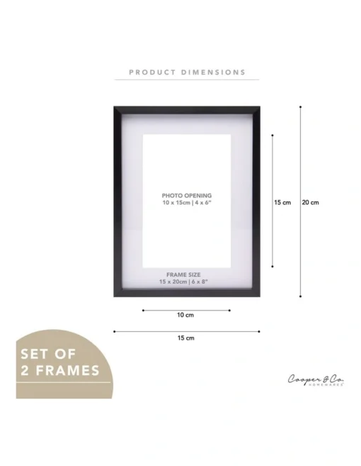 Set Of 2 6x8 Matt To 4x6 Photo Frames In Black -Home Décor Sales
