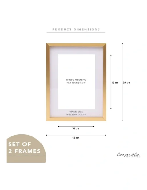Premium Metallicus Metal Photo Frames 6x8 Matt To 4x6 Set Of 2 In Gold -Home Décor Sales