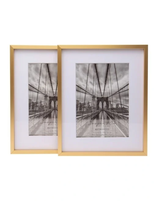 Premium Metallicus Metal Photo Frames 8x10 Matt To 5x7 Set Of 2 In Gold -Home Décor Sales