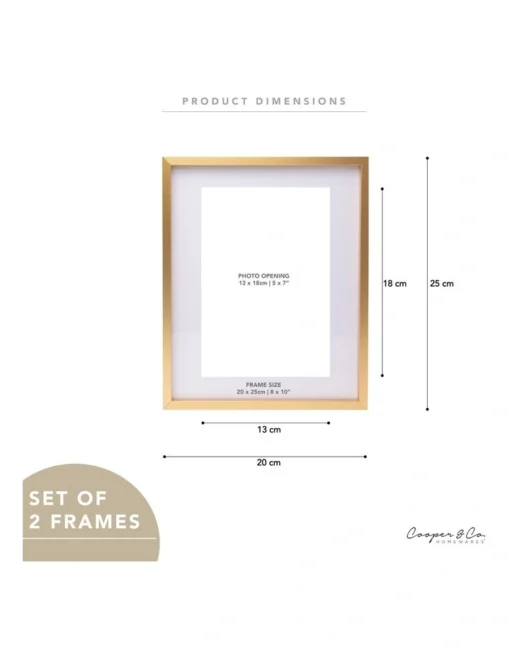 Premium Metallicus Metal Photo Frames 8x10 Matt To 5x7 Set Of 2 In Gold -Home Décor Sales