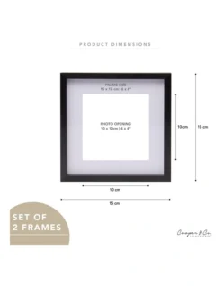Premium Metallicus Metal Photo Frames 6x6 Matt To 4x4 Set Of 2 In Black -Home Décor Sales 954982990 3 720x928
