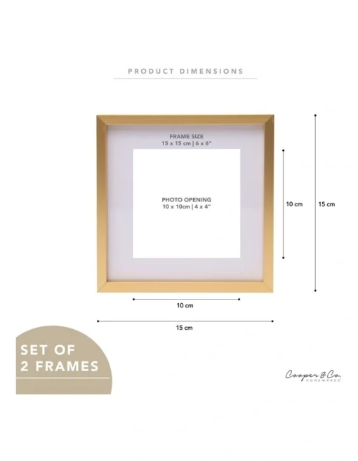 Set Of 2 6x6 Matt To 4x4 Photo Frames In Gold -Home Décor Sales
