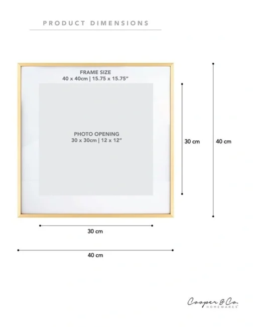Platinum Metal Frame 40x40cm/30x30cm In Gold -Home Décor Sales