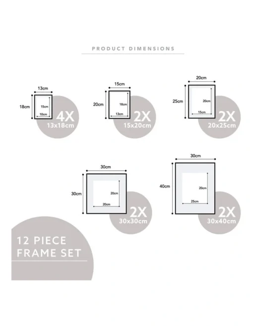 Premium 12 Piece Wall Frame Picture Pack In White -Home Décor Sales
