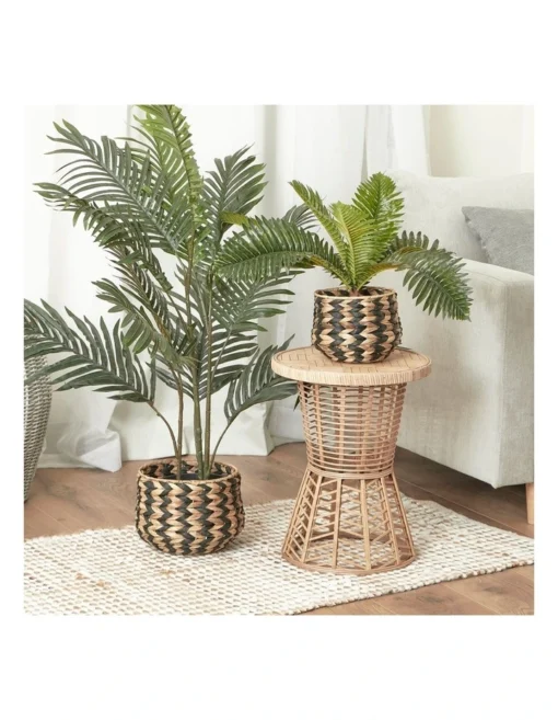 Set Of 2 Hyacinth Planter Pot Holder In Tiger Stripe -Home Décor Sales