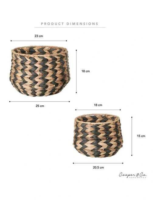 Set Of 2 Hyacinth Planter Pot Holder In Tiger Stripe -Home Décor Sales