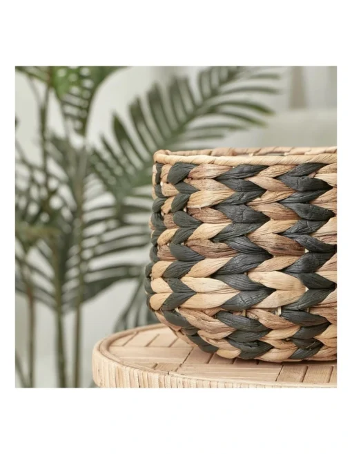 Set Of 2 Hyacinth Planter Pot Holder In Tiger Stripe -Home Décor Sales