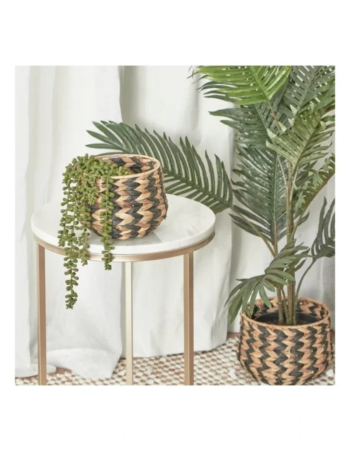 Set Of 2 Hyacinth Planter Pot Holder In Tiger Stripe -Home Décor Sales
