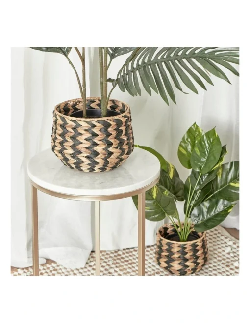 Set Of 2 Hyacinth Planter Pot Holder In Tiger Stripe -Home Décor Sales