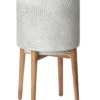 Lyon Ceramic Planter Pot On Wooden Stand In Grey -Home Décor Sales 954990640 1 720x928