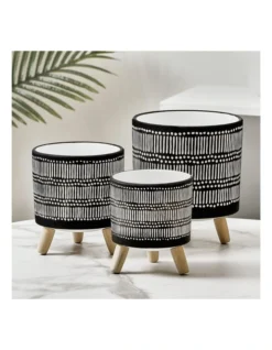 Nested White Stripe Terracotta Pots Set Of 3 -Home Décor Sales 954991540 6 720x928