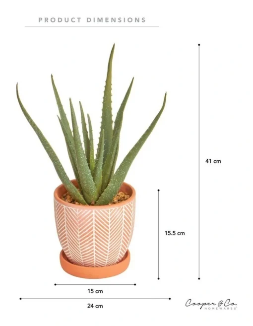 Artificial Aloe Vera Plant In Ceramic Pot 40cm In Terracota -Home Décor Sales