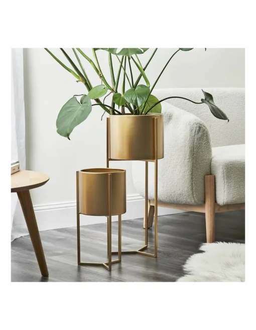 Eaton Planters Set Of 2 In Gold -Home Décor Sales