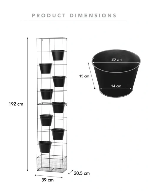 Vertical Indoor 9-Piece Plant Stand 192cm In Black -Home Décor Sales