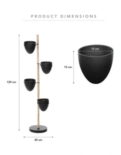 Spiral Vertical Indoor 5-Piece Plant Stand 129cm In Black -Home Décor Sales 954996850 3 720x928