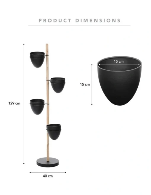 Spiral Vertical Indoor 5-Piece Plant Stand 129cm In Black -Home Décor Sales