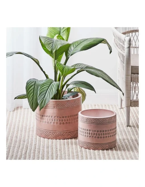 Idaho Terracotta Planter Pots Set Of 2 In Pink -Home Décor Sales