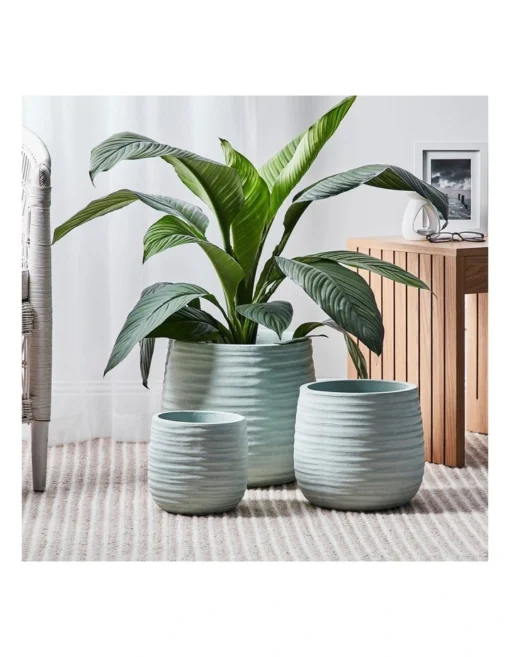 Lila Terracotta Planter Pots Set Of 3 In Blue -Home Décor Sales