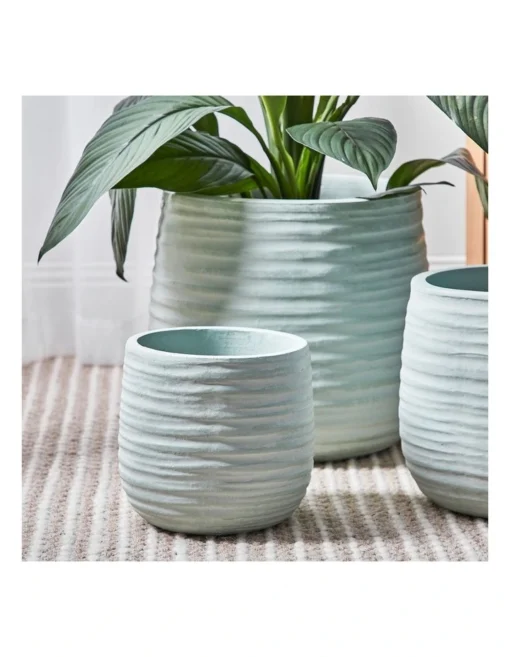 Lila Terracotta Planter Pots Set Of 3 In Blue -Home Décor Sales