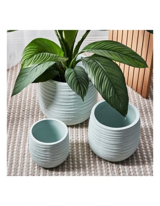 Lila Terracotta Planter Pots Set Of 3 In Blue -Home Décor Sales
