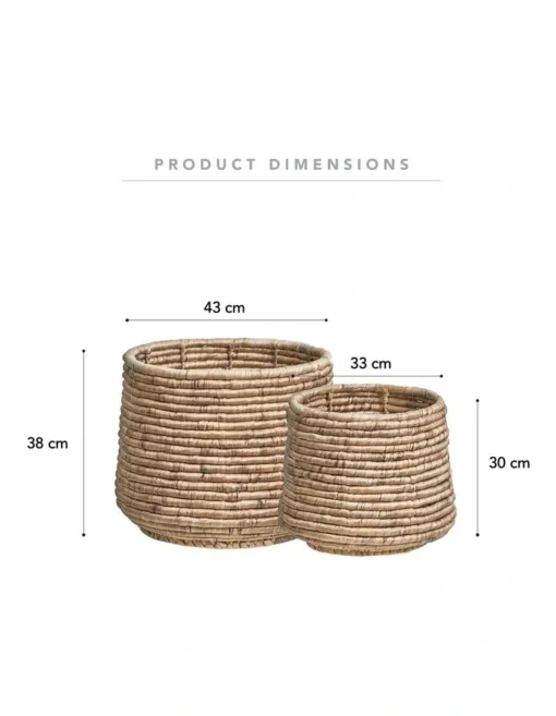 Round Water Hyacinth Baskets Set Of 2 In Natural -Home Décor Sales