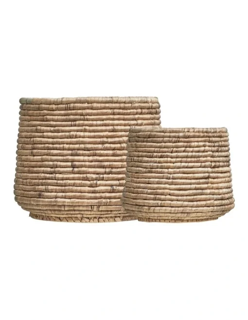 Round Water Hyacinth Baskets Set Of 2 In Natural -Home Décor Sales