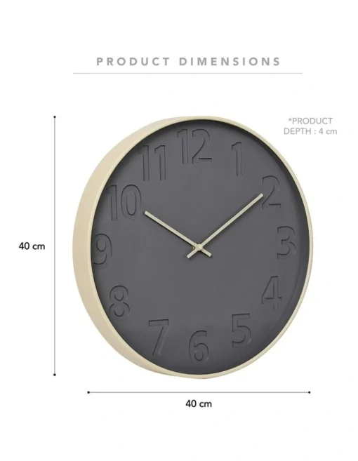 Anders Round Silent Non-Ticking Wall Clock 40cm In Dark Grey -Home Décor Sales