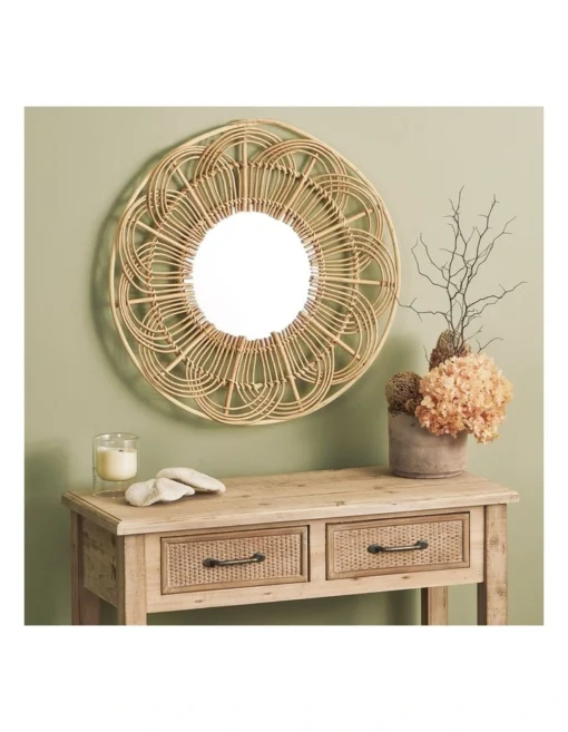 Willow Wall Mirror 60cm In Natural -Home Décor Sales