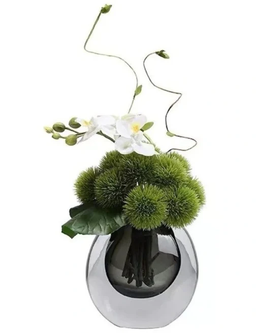 Chinese Green And Faux Orchid Arrangement With Fake Water -Home Décor Sales