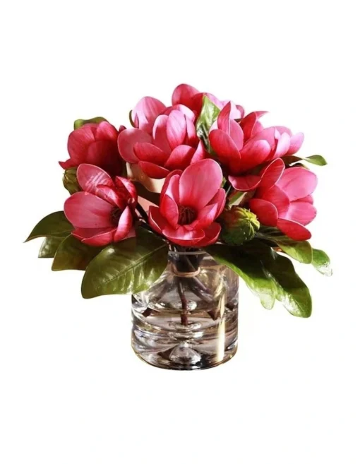 Artificial Pink Magnolia Floral Arrangement In Fake Water -Home Décor Sales