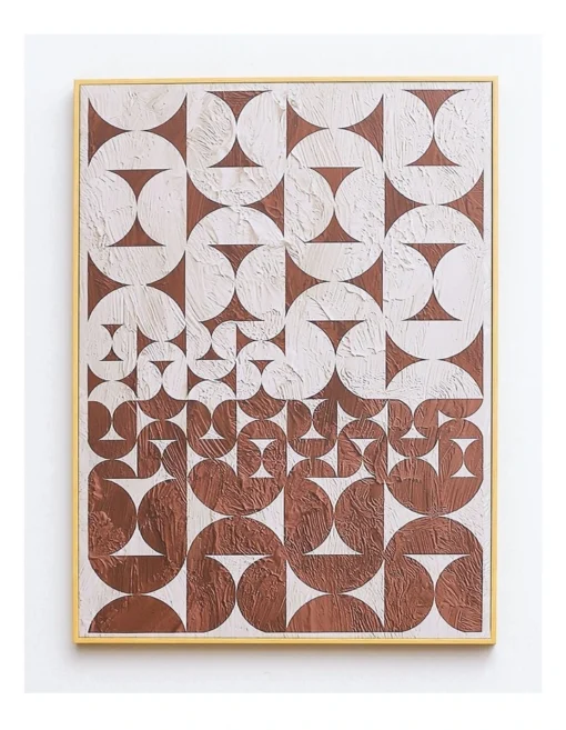 Half Circle Neutral Framed Canvas Wall Art In Brown/White -Home Décor Sales