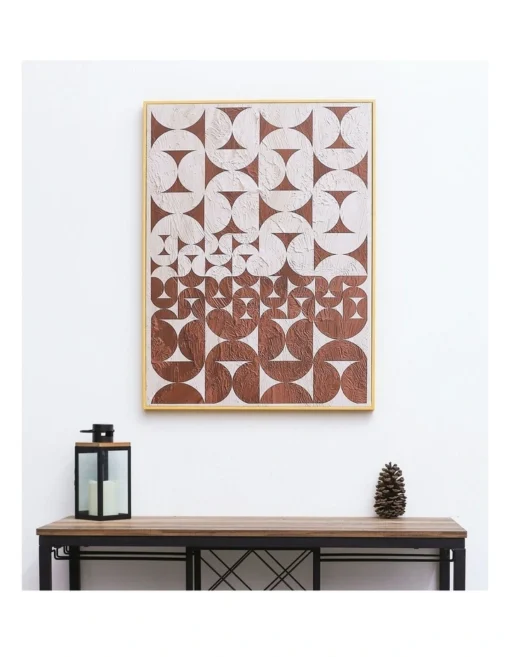 Half Circle Neutral Framed Canvas Wall Art In Brown/White -Home Décor Sales