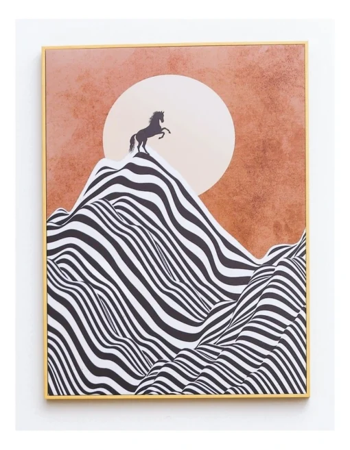 Horse Chasing The Sun Neutral Framed Canvas Wall Art -Home Décor Sales