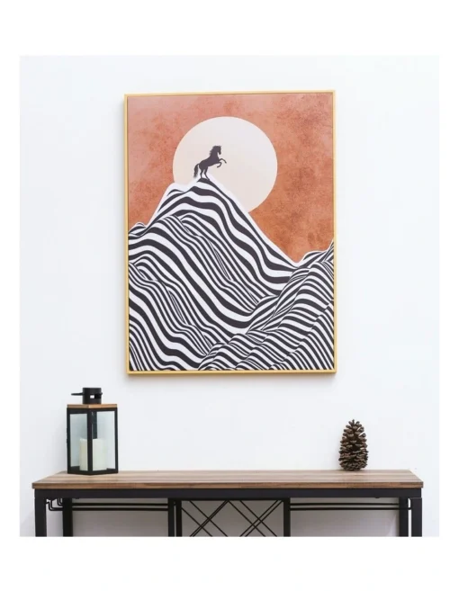 Horse Chasing The Sun Neutral Framed Canvas Wall Art -Home Décor Sales