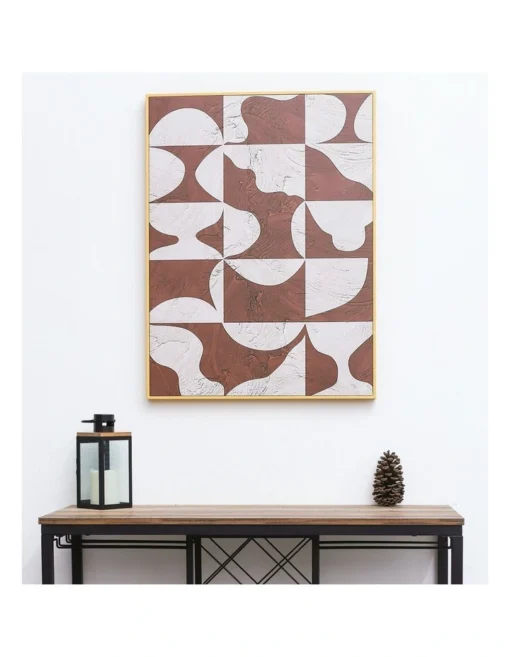 Irregular Pattern Neutral Framed Canvas Wall Art In Brown/White -Home Décor Sales