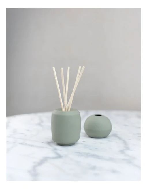 Life On Earth Puk Diffuser With White Tea Scented Sticks In Light Grey -Home Décor Sales