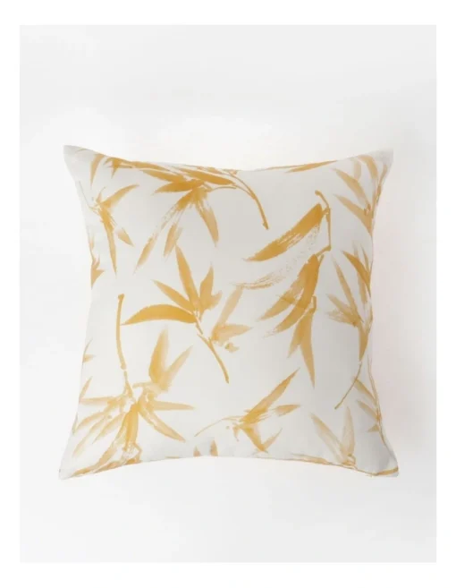 Calma Palm Leaf Print Cushion 50x50cm In Yellow -Home Décor Sales