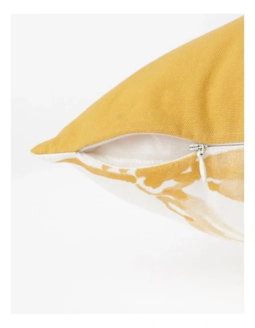 Calma Palm Leaf Print Cushion 50x50cm In Yellow -Home Décor Sales