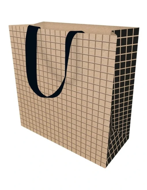 Simson Mega Size Embossed Checkerboard On Kraft Gift Bag -Home Décor Sales