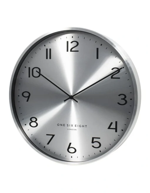 Luna 40cm Silent Wall Clock In Chrome -Home Décor Sales
