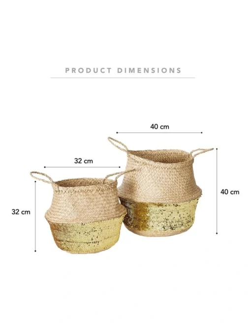 Carrie Sequin Seagrass Baskets Set Of 2 In Natural -Home Décor Sales