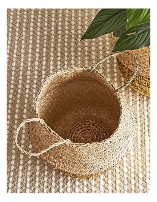 Carrie Sequin Seagrass Baskets Set Of 2 In Natural -Home Décor Sales
