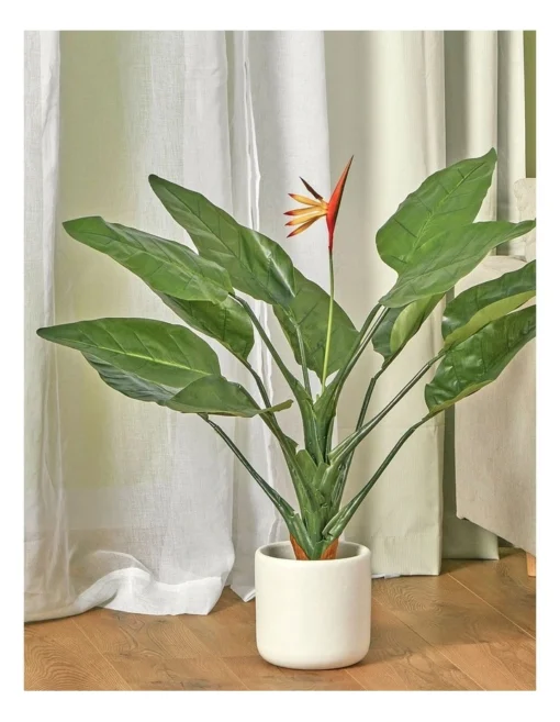 Tall Potted Artificial Bird Of Paradise 85cm In Green -Home Décor Sales
