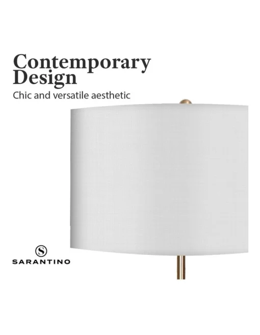 Metal Floor Lamp Brushed Brass Finish With White Shade -Home Décor Sales